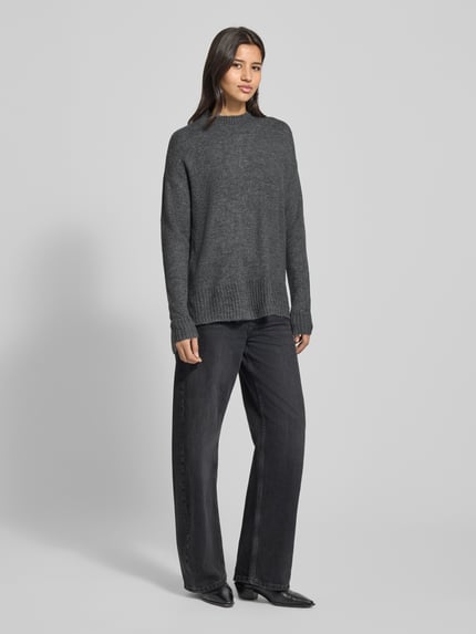 VERO MODA Oversized Strickpullover mit Mock Neck Modell 'LEFILE' Mittelgrau 1