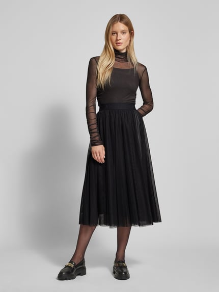 JOOP! Midirok met plooien, model 'Fridi' Zwart - 1