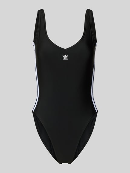 Produktfoto, kostium kąpielowy Badeanzug mit Label Print Modell 'ADIC SWIMST 3S' od adidas Originals, efekt: jednolity kolor, ramiączka, fiszbina, detal miseczki: niewyściełane, aplikacja: nadruk z logo, dekolt: głęboki dekolt w serek, dekolt na plecach: głęboki dekolt w łódkę