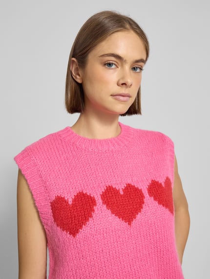 PIECES Regular Fit Pullunder aus grobem Strick Modell 'JOVE' Pink Melange 3