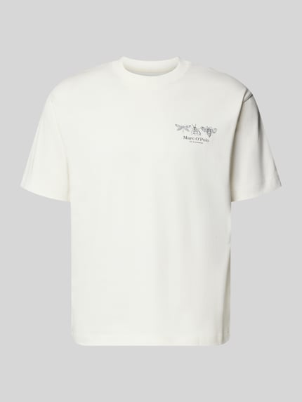 Produktfoto, Relaxed Fit T-Shirt aus reiner Baumwolle von Marc O'Polo, jednokolorowy, krój regular fit, nadruk z motywem, dżersej, bawełna