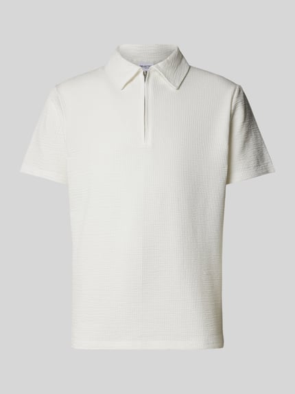 Selected Poloshirt mit kurzem Reißverschluss Modell 'SANDER' Offwhite 2