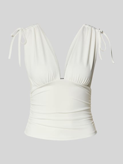 Gina Tricot Top mit V-Ausschnitt und Schnürung Offwhite 2