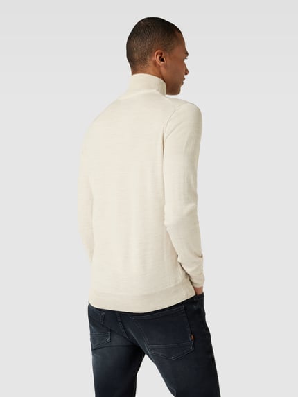 Casual Friday Rollkragenpullover aus Woll-Mix Beige 5