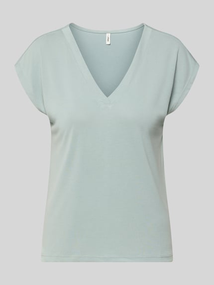 Productfoto, Loose Fit T-shirt uit modalmix model 'FREE' van Only, look: effen kleuren, V-hals, korte mouw