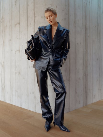 LeGer Stoffhose in Leder-Optik Modell 'Insa' - LeGer Studio Kollektion Black 6