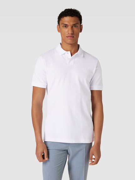 BOSS Orange Slim fit poloshirt met korte knoopsluiting Wit - 4