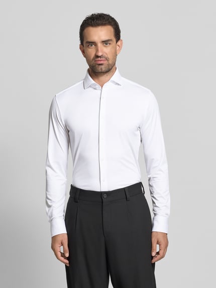BOSS Slim Fit Businesshemd mit Haifischkragen Modell 'HANK' Weiss 4