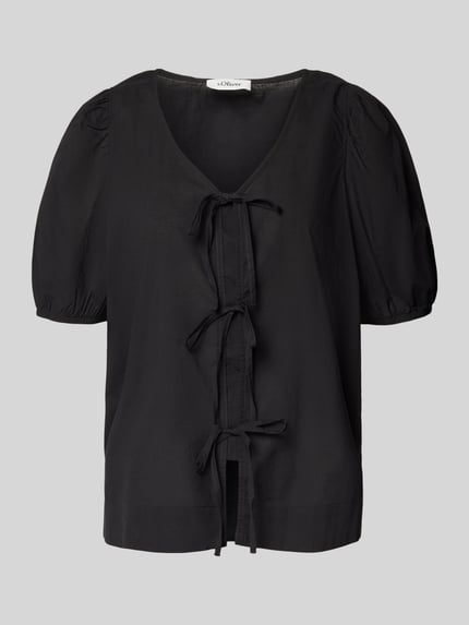 s.Oliver RED LABEL Regular fit katoenen blouse met V-hals BLACK - 2
