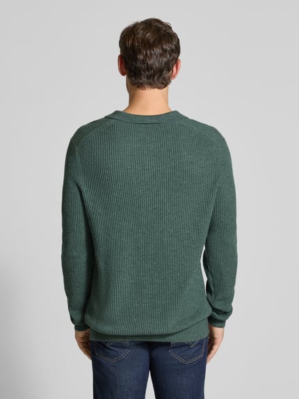 bugatti Regular Fit Strickpullover mit Polokragen aus Woll-Mix Khaki 5