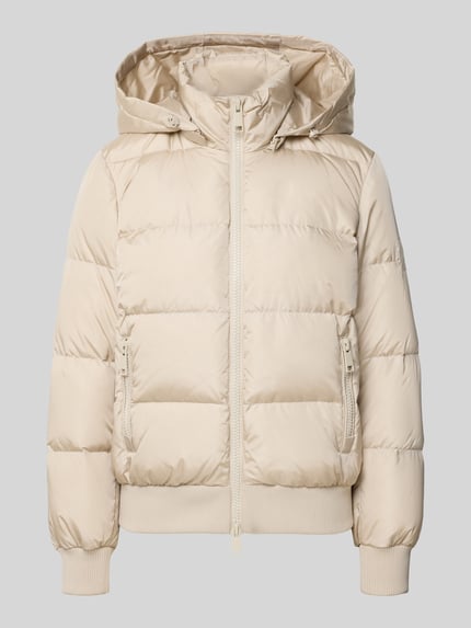 Produktfoto, Steppjacke mit Daunen-Feder-Füllung von Armani Exchange in Beige, elastischer Material-Mix, Kapuze, Zweiwege-Reißverschluss, Regular fit
