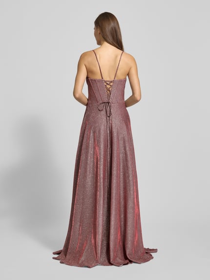 LUXUAR FASHION Abendkleid mit Herz-Ausschnitt Bordeaux 5