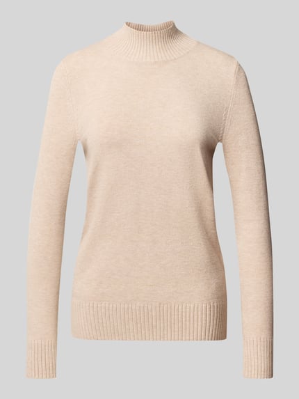 Christian Berg Woman Regular Fit Strickpullover mit Stehkragen Metallic Beige Melange 1