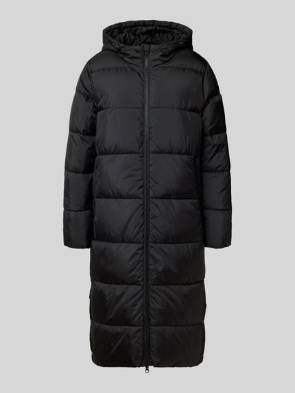 ONLY Regular fit gewatteerde lange jas met capuchon, model 'JENNY' Zwart - 2
