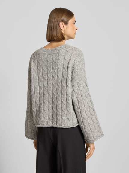 NOISY MAY® Strickpullover mit Woll-Anteil und Zopfmuster Modell 'MELOISE' Mittelgrau 5