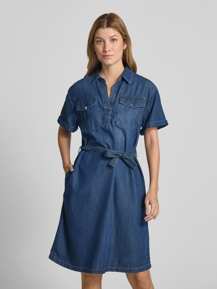 monari Knielanges Jeanskleid mit Brusttaschen Jeansblau 4