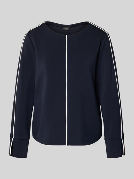 Productfoto, Regular Fit Sweatshirt met contrastnaden van s.Oliver BLACK LABEL, look: effen, materiaalmix van modal, ronde hals, lange mouw, geschlitste mouwboord