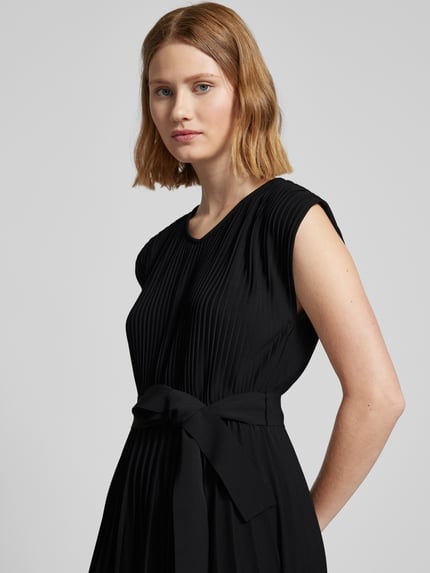 MM by Max Mara Midi-jurk met plissévouwen, model 'KISS' Zwart - 3