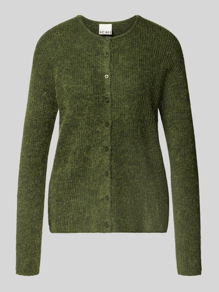 ICHI Strickjacke mit Rundhalsausschnitt Modell 'KAMARA' Khaki 2