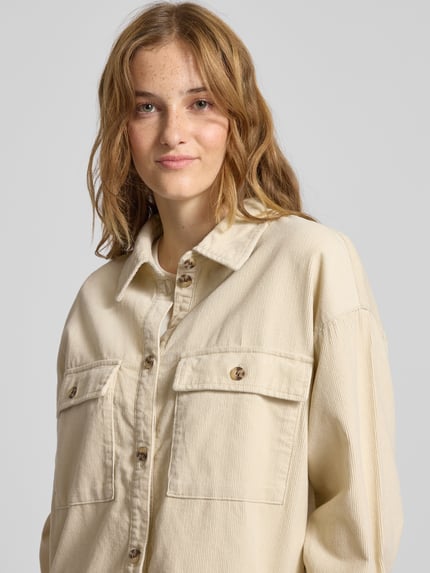 ONLY Loose Fit Hemdjacke aus reiner Baumwolle Modell 'MOXIE' Ecru 3