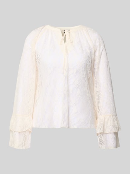 VERO MODA regular fit blouse met lange mouwen in kant-look model 'LOULOU' Offwhite - 2