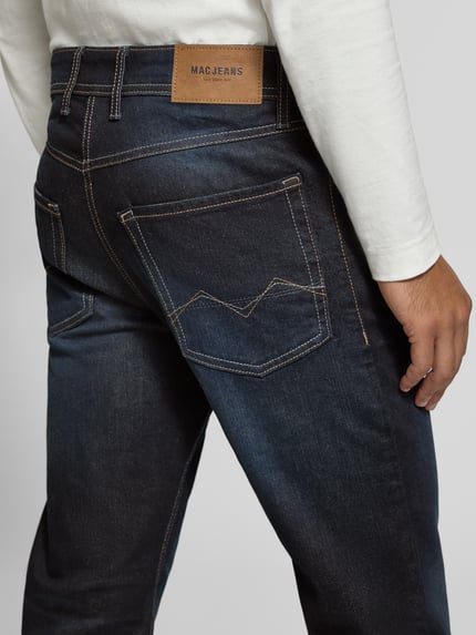 MAC Jeansy o kroju straight fit z mieszanki bawełny model 'ARNE' Ciemnoniebieski 3