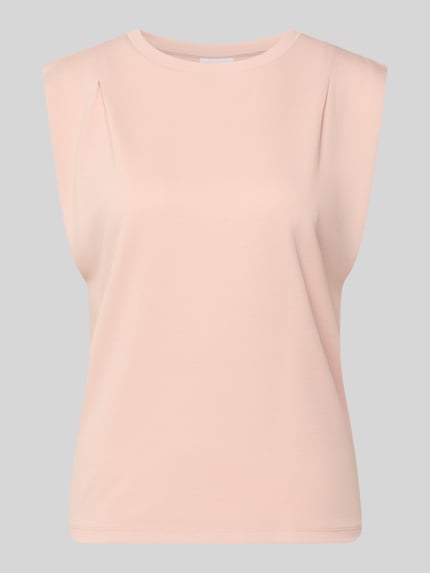 Produktfoto, Top mit Rundhalsausschnitt und Kappärmeln von Jake*s Collection, Modal-Mix, gerader Schnitt, helle beige Farbe, glatte Textur.