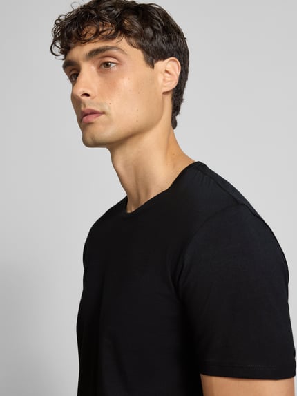 Selected Regular Fit T-Shirt aus Baumwoll-Mix Black 3