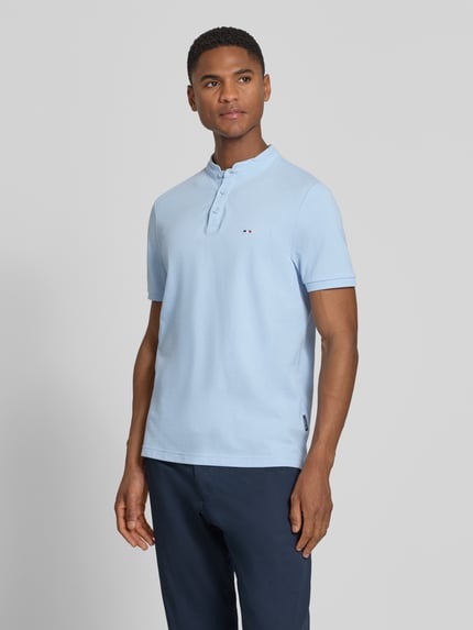 HECHTER PARIS Slim Fit Poloshirt mit Stehkragen Hellblau 4
