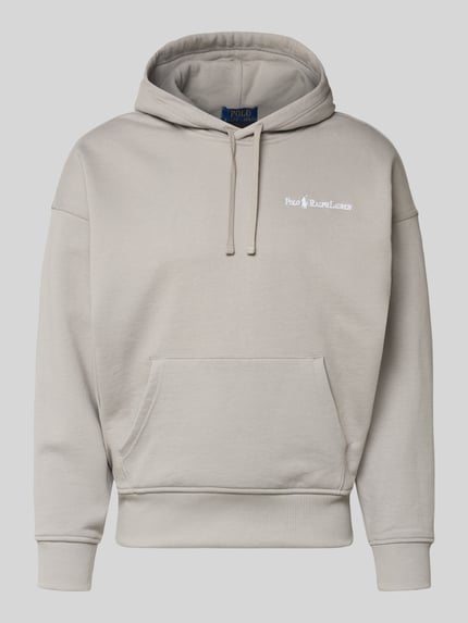 Polo Ralph Lauren Relaxed Fit Hoodie mit Label-Stitching und Känguru-Tasche Hellgrau 2