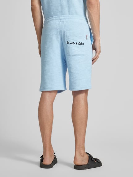 Carlo Colucci Regular Fit Shorts mit Label-Patch Hellblau 5