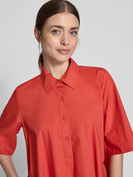 Jake*s Collection Overhemdjurk met knoopsluiting Roestrood - 3