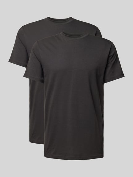 RAGMAN T-Shirt mit geripptem Rundhalsausschnitt im 2er-Pack Black 2