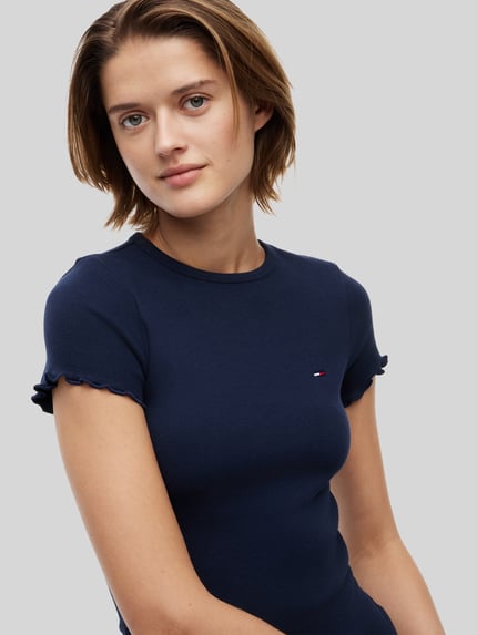 Tommy Jeans t-shirt o kroju slim fit z mieszanki bawełny Ciemnoniebieski 3