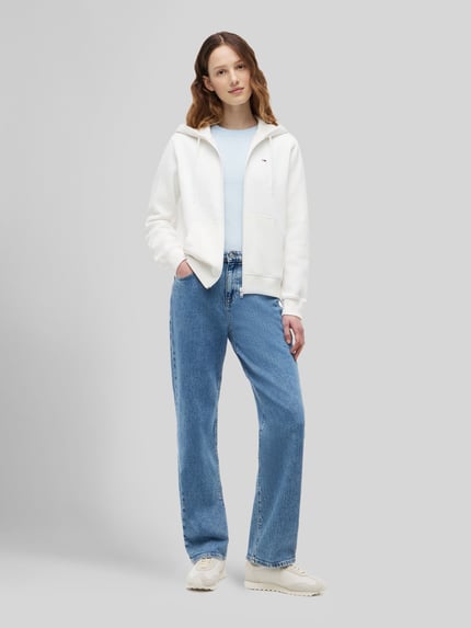 Tommy Jeans Bluza rozpinana o kroju regular fit z mieszanki bawełny Złamany biały 1