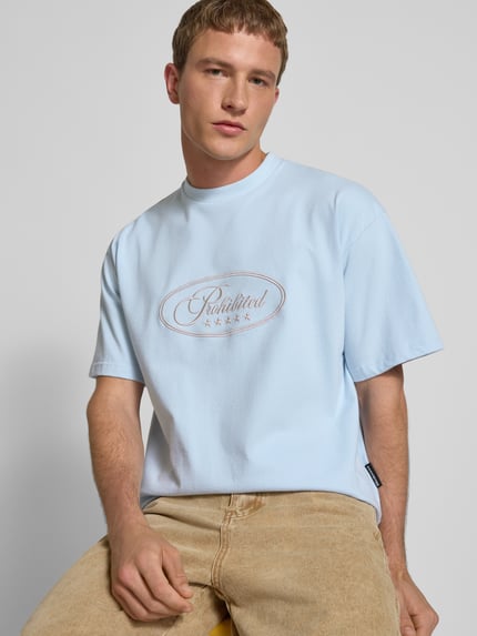 PROHIBITED T-shirt met ronde hals Lichtblauw - 3