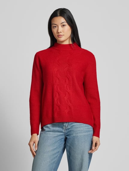 Street One Sweter z dzianiny z prążkowanymi wykończeniami Czerwony 4