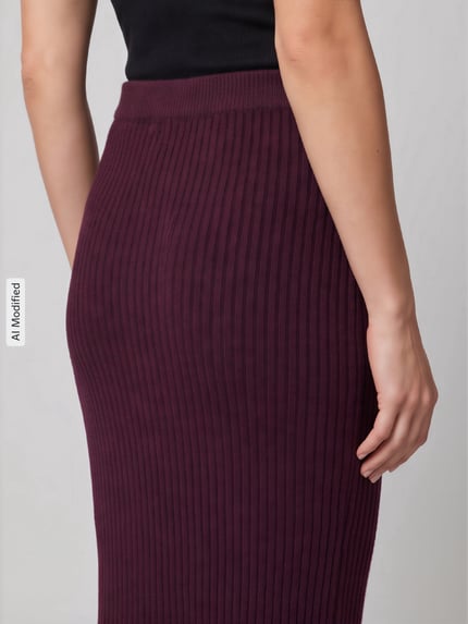 PIECES Ausgestellter Bleistiftrock mit Woll-Anteil Modell 'AVA' Bordeaux 3