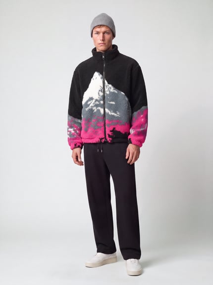 ONLY & SONS Teddyjacke mit großem Bergmotiv Black 1