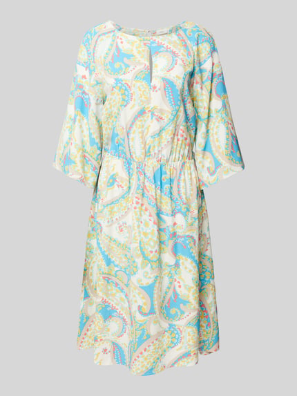 s.Oliver BLACK LABEL Knielanges Kleid mit Paisley-Muster GELB 2