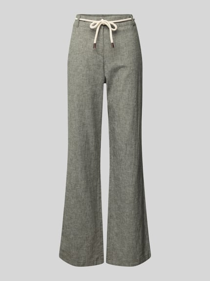 Christian Berg Woman Stoffhose aus Leinen-Baumwoll-Mix mit Bindegürtel Khaki Melange 2
