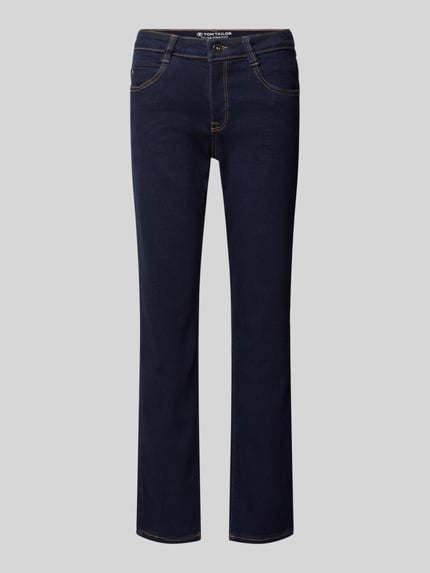 Tom Tailor Regular Fit Straight Fit Jeans mit Label-Patch Modell 'Liva Straight' Dunkelblau 2