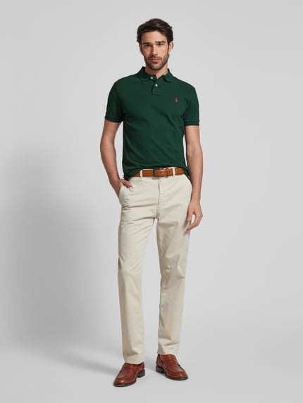 Polo Ralph Lauren Slim Fit Poloshirt mit Label-Stitching Gruen 1