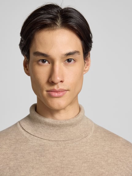 Christian Berg Men Rollkragenpullover aus Wolle-Kaschmir-Mix Beige Melange 3