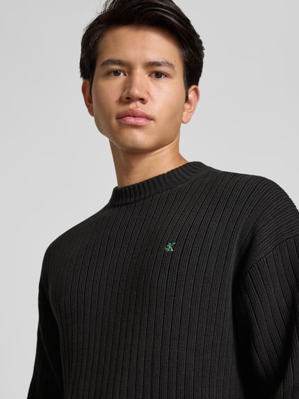 Calvin Klein Jeans Oversized Strickpullover mit gerippten Abschlüssen Black 3