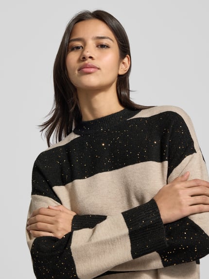 Christian Berg Woman Oversized gebreide pullover met ribboorden Zwart - 3