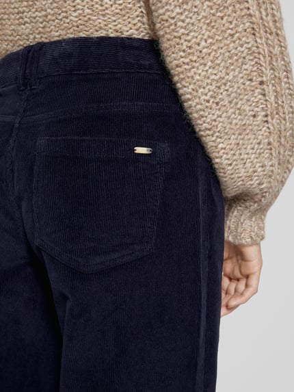 s.Oliver RED LABEL Kuloty o kroju regular fit ze sztruksu z szeroką nogawką Granatowy 3