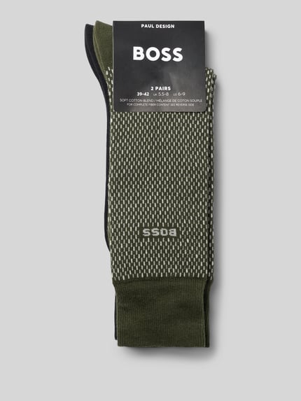 Produktfoto, Socken aus Baumwoll-Mix im 2er-Pack von BOSS, grünes und schwarzes Design mit feiner Struktur, Herren Socken von BOSS
