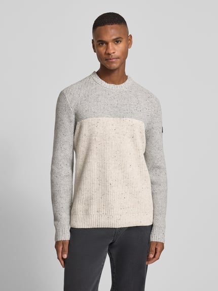 Tom Tailor Regular Fit Strickpullover aus Baumwoll-Mix  Offwhite Melange 4