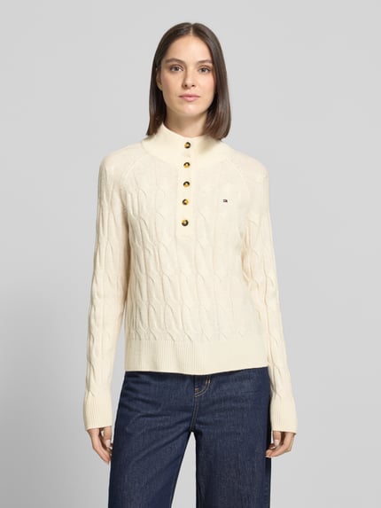 Tommy Hilfiger Pullover aus Wolle mit Knopfleiste Offwhite 4